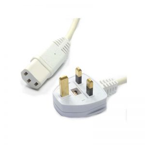 2M UK MAINS CABLE - UK PLUG TO C13 IEC SOCKET - WHITE
