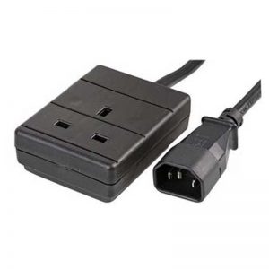 IEC PLUG (C14) TO SINGLE 13A TRAILING SOCKET - 0.5M BLACK
