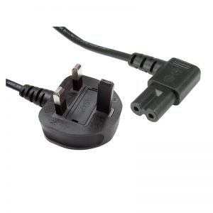 2M 13A UK MAINS PLUG TO RIGHT ANGLED C7 FIGURE 8" CABLE"
