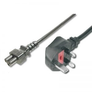 5M UK MAINS CABLE - 13A UK PLUG TO C5 CLOVER LEAF" SOCKET"