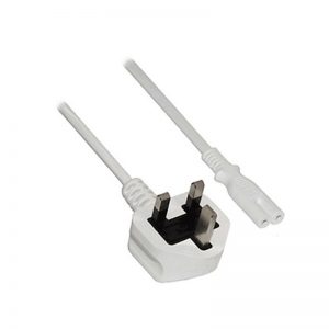 2M 13A UK MAINS PLUG TO RIGHT ANGLED C7 FIGURE 8" SOCKET"