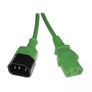 2M IEC C13 SOCKET TO C14 PLUG MAINS EXTENSION CABLE - GREEN