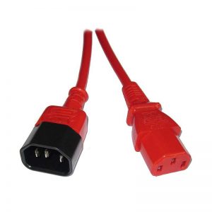 2M IEC C13 SOCKET TO C14 PLUG MAINS EXTENSION CABLE - RED