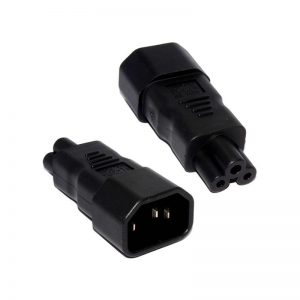 3 PIN CLOVER LEAF SOCKET (C5) TO IEC PLUG (C14) ADAPTER