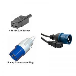 2M 16 AMP COMMANDO PLUG TO IEC C19 SOCKET POWER CABLE