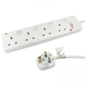 4 WAY SURGE PROTECTED INDIVIDUALLY SWITCHED GANG STRIP-2M