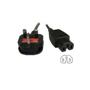 2M UK MAINS CABLE - UK PLUG TO IEC C15 (HOT) SOCKET