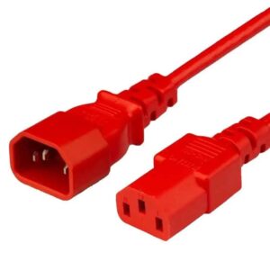 1M IEC MAINS EXT. CABLE - IEC C13 SKT. TO C14 PLUG - RED