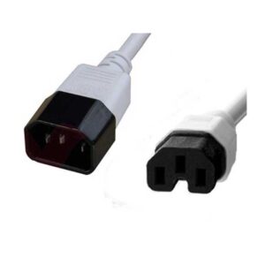 1M IEC MAINS EXT. CBL.- C14 PLUG TO C15 (HOT) SKT - WHITE