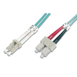 2.5M OM3 50/125 LC-SC DLX 2.8mm FIBRE OPTIC CABLE - AQUA