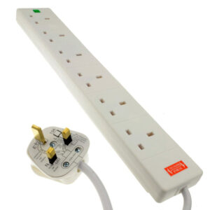 6 WAY SURGE PROTECTED MAINS GANG SOCKET STRIP - 5M