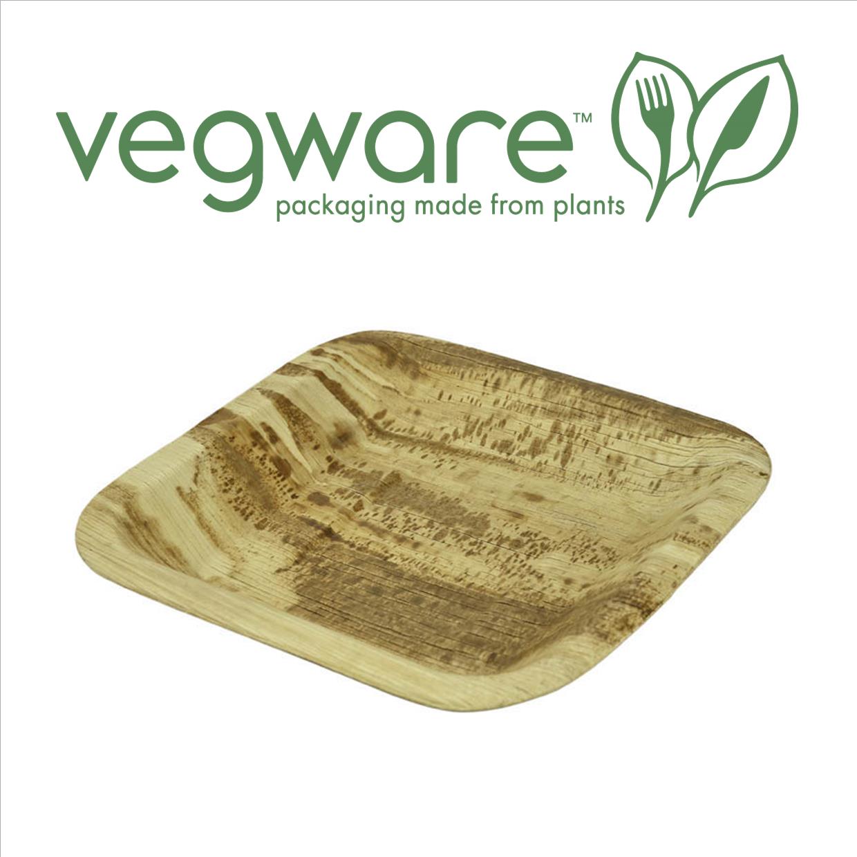 Vegware Compostable 10" Square Palm Leaf Plate - Pack of 25