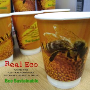 Real Eco 12oz Hot/Cold Cup "Bumble Bee" Design - 100 Pack