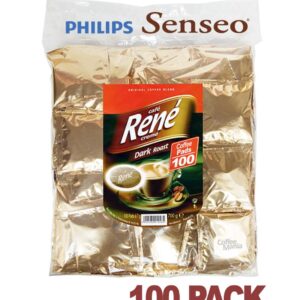Philips Senseo 100 x Café Rene Dark Roast Coffee Individually Sealed Pads Bags