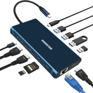 USB-C 12-in-1 Docking Station Triple Display 100W PD 2 x HDMI 1 x DP, 5xUSB, LAN