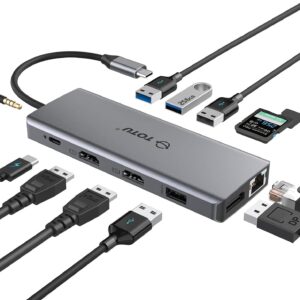12 IN 1 USB-C Docking Station 2 x HDMI, 1 x DP, 4 x USB Ports, 1 PD-USB-C, RJ45