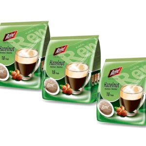 Philips Senseo Cafe Rene - Hazelnut Flavoured Coffee - 18 Pads Each/54 Bags Total